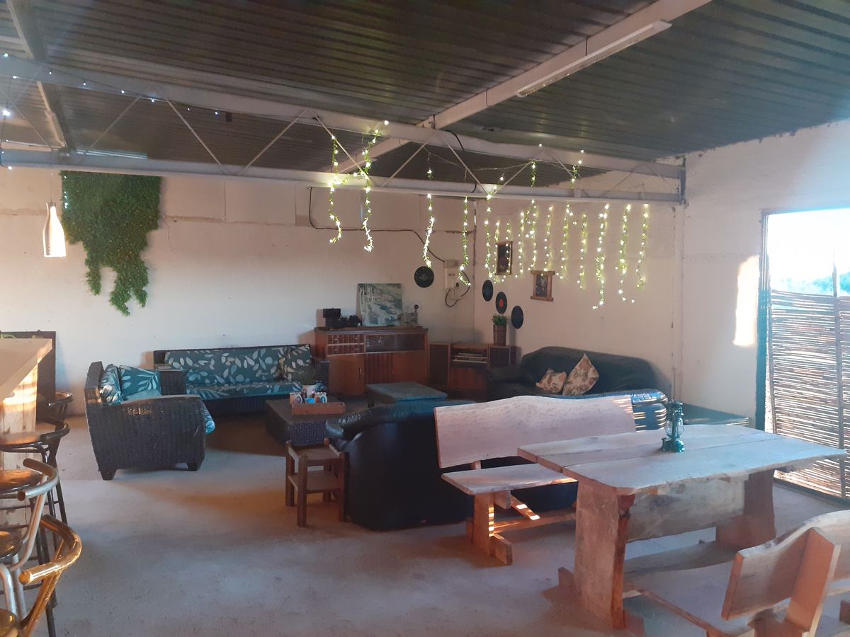 Lounge with couches and fairy lights